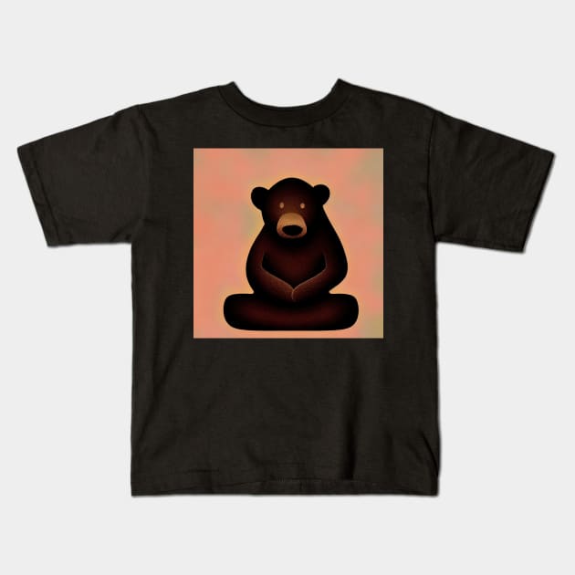 Brown Bear In Contemplation Sitting Peacefully Meditating Illustration Kids T-Shirt by SubtleSplit